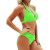 imageYonique Women Two Piece Bathing Suits Push Up Bikini Set Halter Swimsuit Vintage SwimwearNeon Green