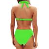 imageYonique Women Two Piece Bathing Suits Push Up Bikini Set Halter Swimsuit Vintage SwimwearNeon Green