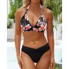 imageYonique Women Two Piece Bathing Suits Push Up Bikini Set Halter Swimsuit Vintage SwimwearPink Peach Blossom