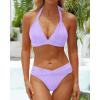imageYonique Women Two Piece Bathing Suits Push Up Bikini Set Halter Swimsuit Vintage SwimwearPurple