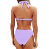 imageYonique Women Two Piece Bathing Suits Push Up Bikini Set Halter Swimsuit Vintage SwimwearPurple
