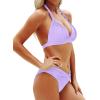 imageYonique Women Two Piece Bathing Suits Push Up Bikini Set Halter Swimsuit Vintage SwimwearPurple