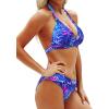 imageYonique Women Two Piece Bathing Suits Push Up Bikini Set Halter Swimsuit Vintage SwimwearPurple Blue Leaves