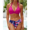 imageYonique Women Two Piece Bathing Suits Push Up Bikini Set Halter Swimsuit Vintage SwimwearPurple Flowers