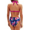 imageYonique Women Two Piece Bathing Suits Push Up Bikini Set Halter Swimsuit Vintage SwimwearPurple Flowers