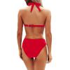 imageYonique Women Two Piece Bathing Suits Push Up Bikini Set Halter Swimsuit Vintage SwimwearRed