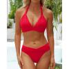 imageYonique Women Two Piece Bathing Suits Push Up Bikini Set Halter Swimsuit Vintage SwimwearRed