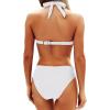 imageYonique Women Two Piece Bathing Suits Push Up Bikini Set Halter Swimsuit Vintage SwimwearWhite