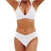 imageYonique Women Two Piece Bathing Suits Push Up Bikini Set Halter Swimsuit Vintage SwimwearWhite