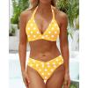 imageYonique Women Two Piece Bathing Suits Push Up Bikini Set Halter Swimsuit Vintage SwimwearYellow Retro Dot