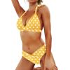 imageYonique Women Two Piece Bathing Suits Push Up Bikini Set Halter Swimsuit Vintage SwimwearYellow Retro Dot