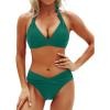 imageYonique Women Two Piece Bathing Suits Push Up Bikini Set Halter Swimsuit Vintage SwimwearForest Green