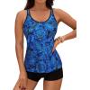 imageYonique 2 Piece Tankini Swimsuits for Women with Boy Shorts Athletic Swim Tank Top Bathing SuitsBlue Paisley
