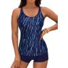 imageYonique 2 Piece Tankini Swimsuits for Women with Boy Shorts Athletic Swim Tank Top Bathing SuitsBlue Stripe