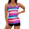 imageYonique 2 Piece Tankini Swimsuits for Women with Boy Shorts Athletic Swim Tank Top Bathing SuitsColorful Striped 02