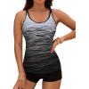 imageYonique 2 Piece Tankini Swimsuits for Women with Boy Shorts Athletic Swim Tank Top Bathing SuitsGray Gradient