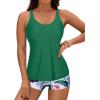 imageYonique 2 Piece Tankini Swimsuits for Women with Boy Shorts Athletic Swim Tank Top Bathing SuitsGreen 01