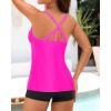 imageYonique 2 Piece Tankini Swimsuits for Women with Boy Shorts Athletic Swim Tank Top Bathing SuitsHot Pink