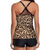 imageYonique 2 Piece Tankini Swimsuits for Women with Boy Shorts Athletic Swim Tank Top Bathing SuitsLeopard