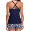 imageYonique 2 Piece Tankini Swimsuits for Women with Boy Shorts Athletic Swim Tank Top Bathing SuitsNavy Blue