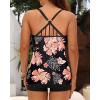 imageYonique 2 Piece Tankini Swimsuits for Women with Boy Shorts Athletic Swim Tank Top Bathing SuitsOrange Floral  Black