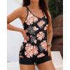 imageYonique 2 Piece Tankini Swimsuits for Women with Boy Shorts Athletic Swim Tank Top Bathing SuitsOrange Floral  Black
