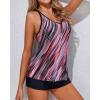 imageYonique 2 Piece Tankini Swimsuits for Women with Boy Shorts Athletic Swim Tank Top Bathing SuitsPink Striped