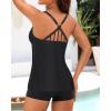 imageYonique 2 Piece Tankini Swimsuits for Women with Boy Shorts Athletic Swim Tank Top Bathing SuitsSolid Black