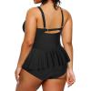imageYonique Women Plus Size 2 Piece Tankini Swimsuits Ruched Bathing Suits Peplum Swimwear Scalloped SwimsuitsBlack