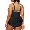 imageYonique Women Plus Size 2 Piece Tankini Swimsuits Ruched Bathing Suits Peplum Swimwear Scalloped SwimsuitsBlack and Floral