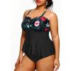 imageYonique Women Plus Size 2 Piece Tankini Swimsuits Ruched Bathing Suits Peplum Swimwear Scalloped SwimsuitsBlack and Floral