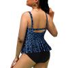imageYonique Women Plus Size 2 Piece Tankini Swimsuits Ruched Bathing Suits Peplum Swimwear Scalloped SwimsuitsBlue Leopard