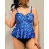 imageYonique Women Plus Size 2 Piece Tankini Swimsuits Ruched Bathing Suits Peplum Swimwear Scalloped SwimsuitsBlue Paisley