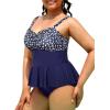 imageYonique Women Plus Size 2 Piece Tankini Swimsuits Ruched Bathing Suits Peplum Swimwear Scalloped SwimsuitsBlue Polka Dot