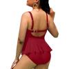 imageYonique Women Plus Size 2 Piece Tankini Swimsuits Ruched Bathing Suits Peplum Swimwear Scalloped SwimsuitsBurgundy