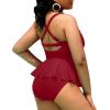 imageYonique Women Plus Size 2 Piece Tankini Swimsuits Ruched Bathing Suits Peplum Swimwear Scalloped SwimsuitsBurgundy
