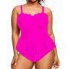 imageYonique Women Plus Size 2 Piece Tankini Swimsuits Ruched Bathing Suits Peplum Swimwear Scalloped SwimsuitsHot Pink