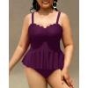 imageYonique Women Plus Size 2 Piece Tankini Swimsuits Ruched Bathing Suits Peplum Swimwear Scalloped SwimsuitsPurple