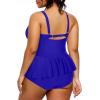 imageYonique Women Plus Size 2 Piece Tankini Swimsuits Ruched Bathing Suits Peplum Swimwear Scalloped SwimsuitsRoyal Blue