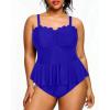 imageYonique Women Plus Size 2 Piece Tankini Swimsuits Ruched Bathing Suits Peplum Swimwear Scalloped SwimsuitsRoyal Blue