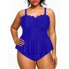 imageYonique Women Plus Size 2 Piece Tankini Swimsuits Ruched Bathing Suits Peplum Swimwear Scalloped SwimsuitsRoyal Blue