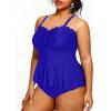 imageYonique Women Plus Size 2 Piece Tankini Swimsuits Ruched Bathing Suits Peplum Swimwear Scalloped SwimsuitsRoyal Blue