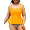 imageYonique Women Plus Size 2 Piece Tankini Swimsuits Ruched Bathing Suits Peplum Swimwear Scalloped SwimsuitsYellow Floral