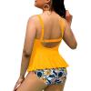imageYonique Women Plus Size 2 Piece Tankini Swimsuits Ruched Bathing Suits Peplum Swimwear Scalloped SwimsuitsYellow Floral
