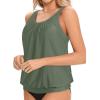 imageYonique Womens Blouson Tankini Top No Bottom Loose Fit Swim Top Modest Tank TopArmy Green