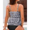 imageYonique Womens Blouson Tankini Top No Bottom Loose Fit Swim Top Modest Tank TopBlack and White Stripes