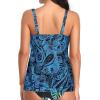 imageYonique Womens Blouson Tankini Top No Bottom Loose Fit Swim Top Modest Tank TopBlue Black Paisley
