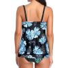 imageYonique Womens Blouson Tankini Top No Bottom Loose Fit Swim Top Modest Tank TopBlue Flowers and Black