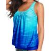 imageYonique Womens Blouson Tankini Top No Bottom Loose Fit Swim Top Modest Tank TopBlue Gradient