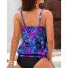 imageYonique Womens Blouson Tankini Top No Bottom Loose Fit Swim Top Modest Tank TopBlue Leaves